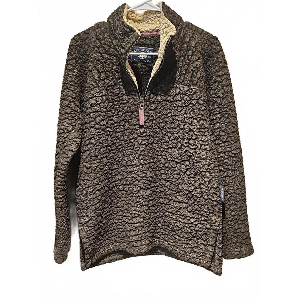 Live Oak Brand Women’s Small Quarter Zip Sherpa Fleece Gray/Cream
